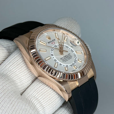 Rolex Sky-Dweller Oysterflex Rose Gold White Dial 326235