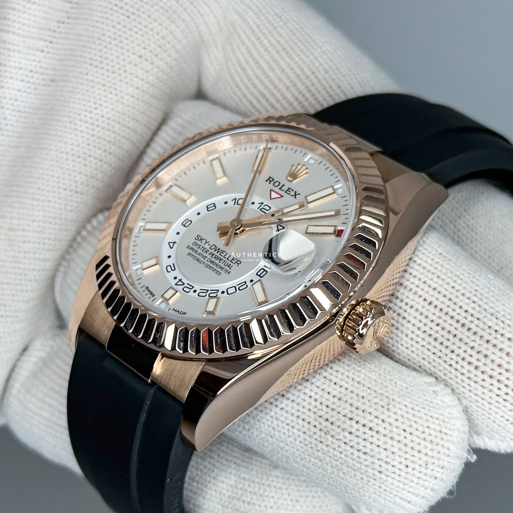 Rolex Sky-Dweller Oysterflex Rose Gold White Dial 326235